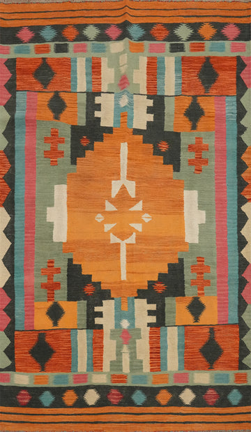 Geometric Kilim Handwoven Area Rug 5x8