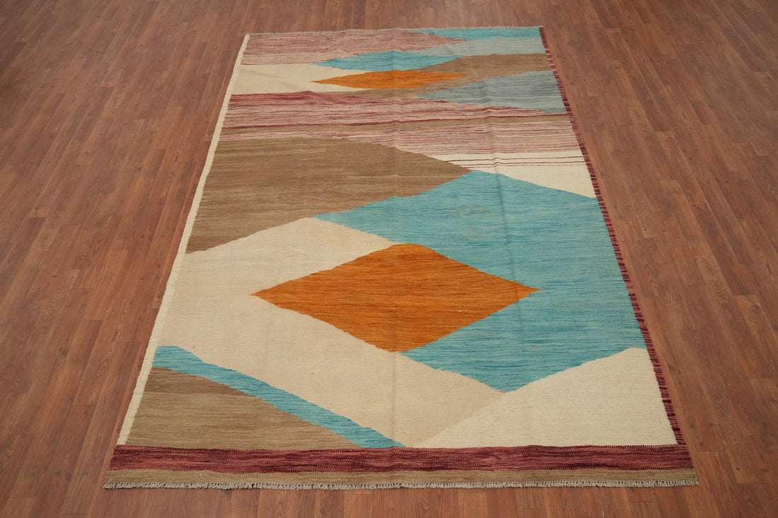 Earthy Tones Wonders Handwoven Kilim Area Rug 6x9
