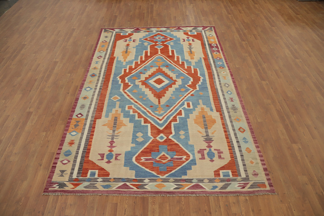 Geometric Kilim Handwoven Area Rug 6x10