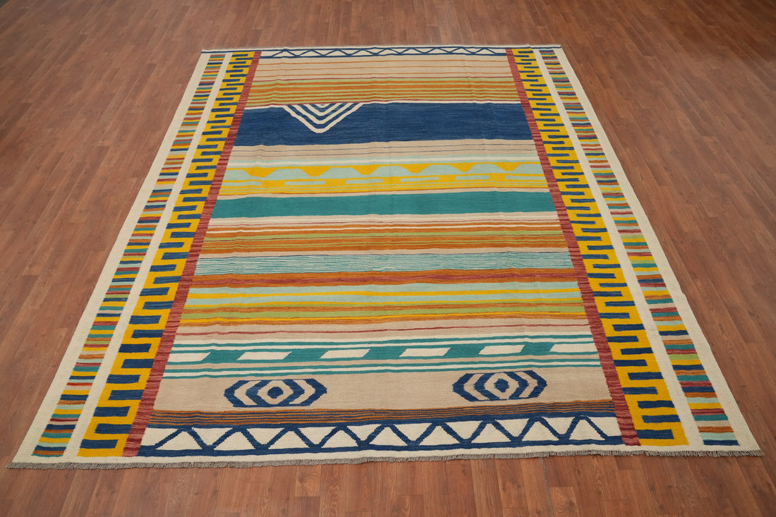Vibrant Geometric Kilim Area Rug 8x10 Enhance Any Living Space Decor