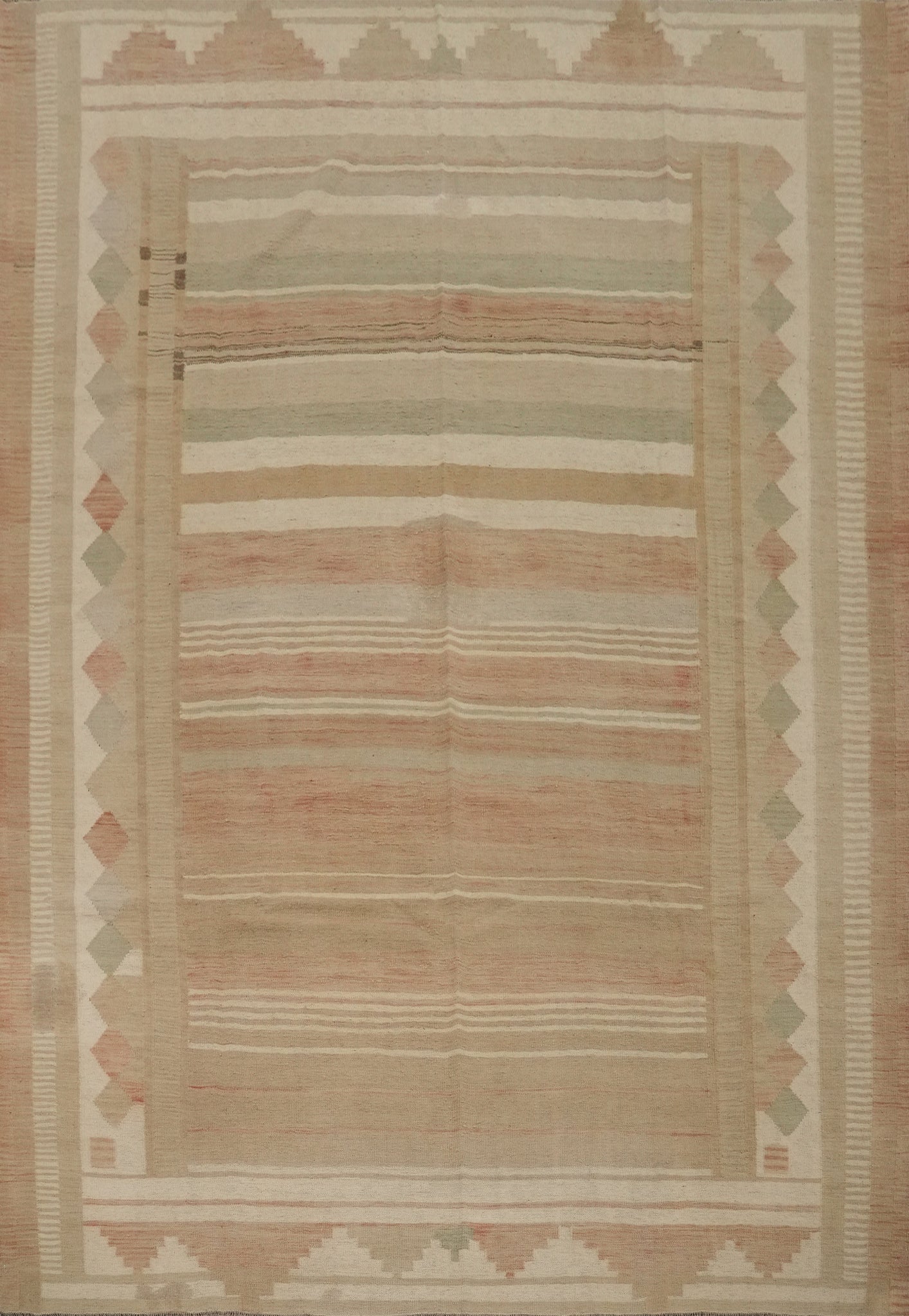 Striped Wool Kilim Flat Weave Area Rug 8x10