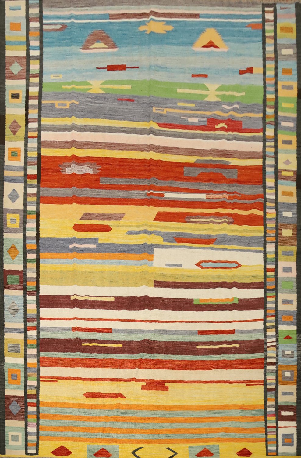 Vibrant Kilim Area Rug 10x13 A Feast of Rich Color Stripes