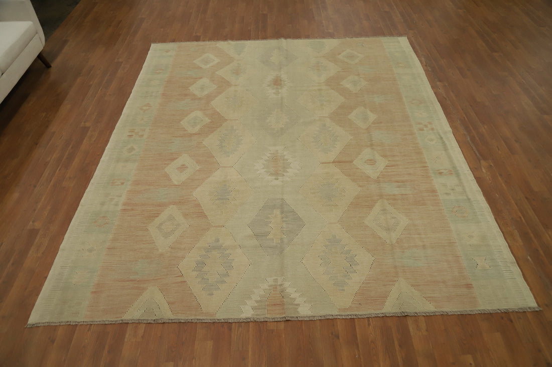 Geometric Kilim Vegetable Dye Area Rug 8x10