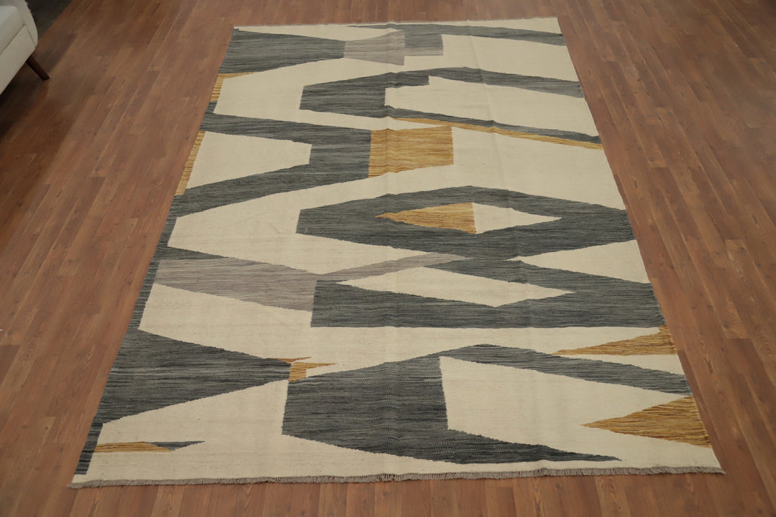 Modern Wool Kilim Vegetable Dye Area Rug 7x10