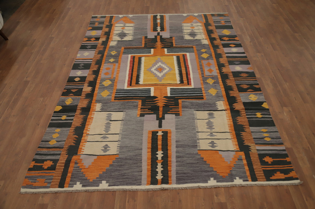 Vegetable Dye Kilim Flat Weave Area Rug 7x10