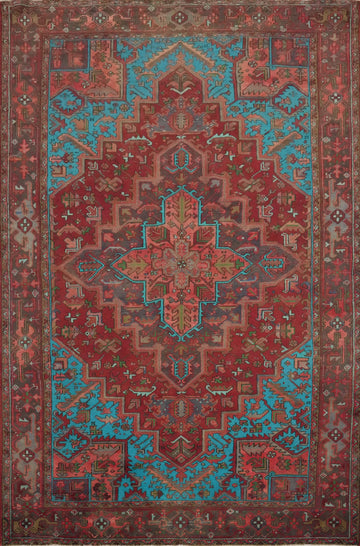 Geometric Wool Red Heriz Persian Area Rug 8x11