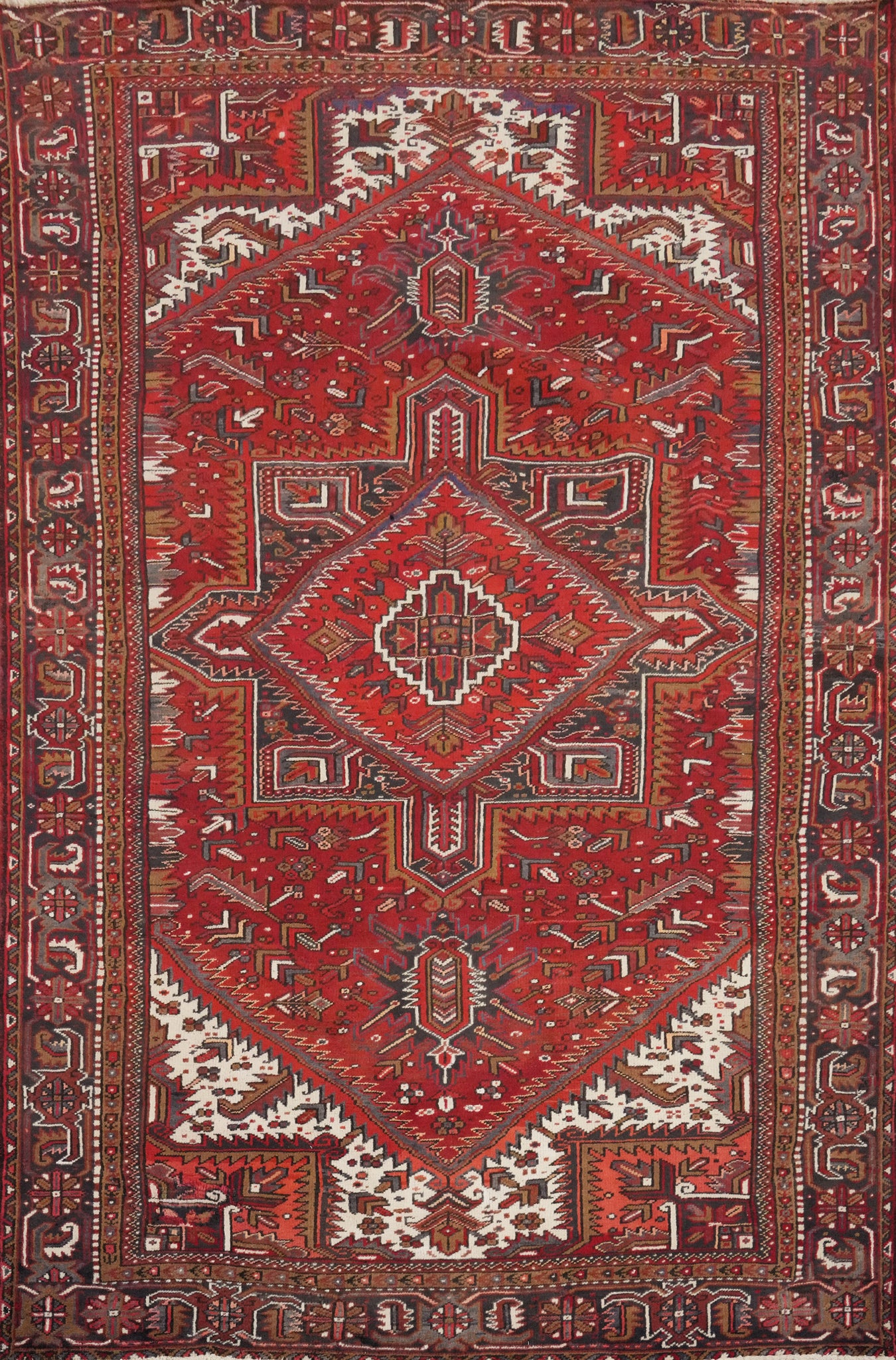 Red Wool Heriz Vegetable Dye Persian Area Rug 8x11