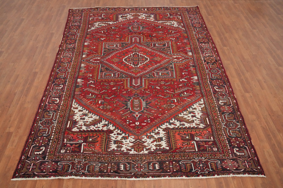 Red Wool Heriz Vegetable Dye Persian Area Rug 8x11