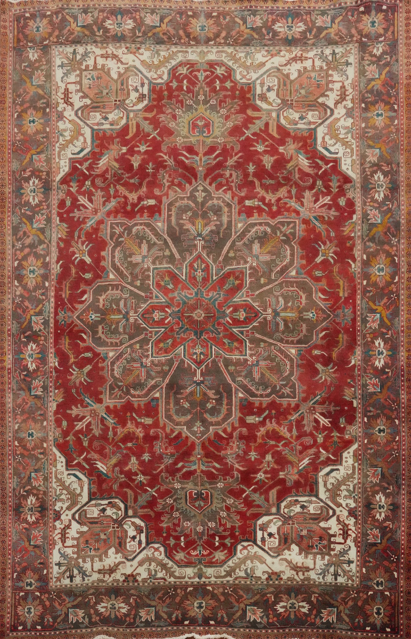 Floral Red Heriz Persian Vegetable Dye Rug 8x10