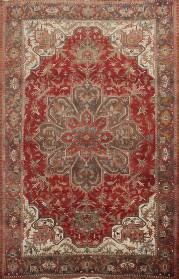 Floral Red Heriz Persian Vegetable Dye Rug 8x10