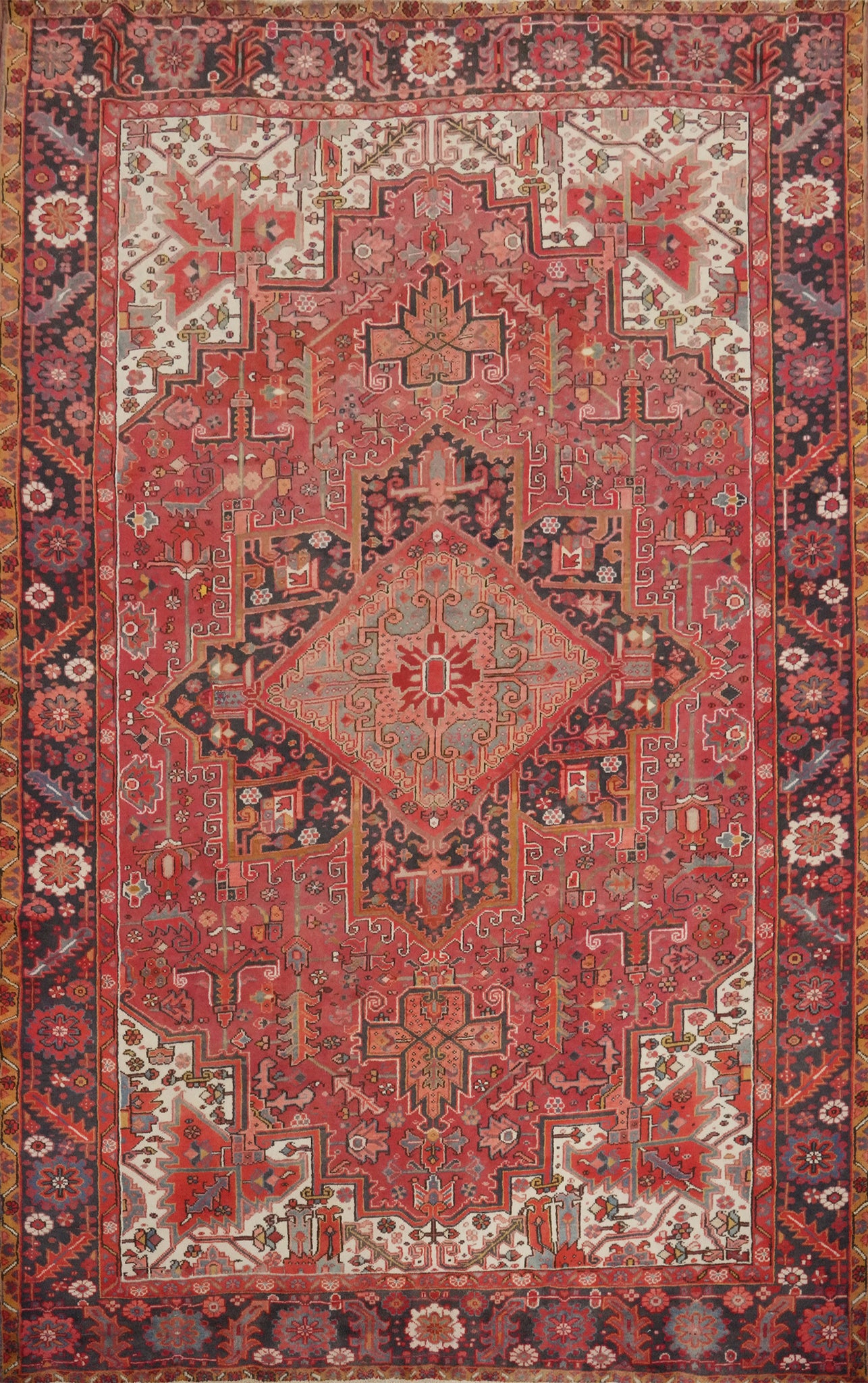 Geometric Heriz Persian Vegetable Dye Area Rug 9x12