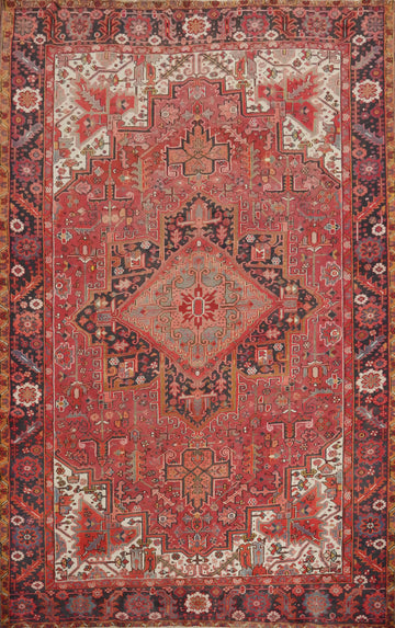 Geometric Heriz Persian Vegetable Dye Area Rug 9x12