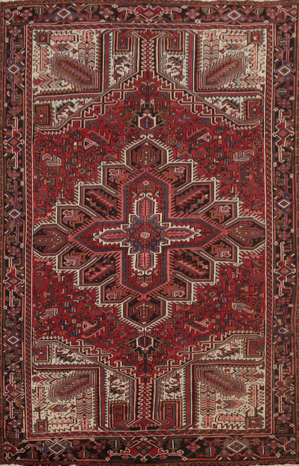 Vegetable Dye Red Heriz Persian Area Rug 7x10