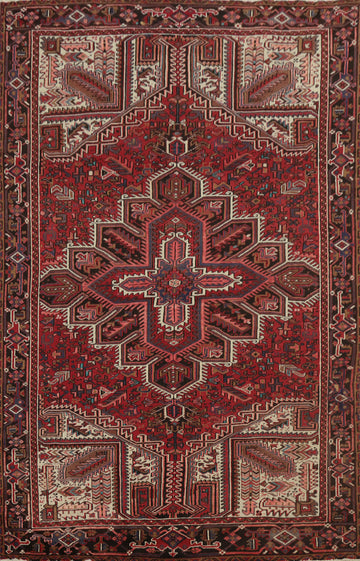 Vegetable Dye Red Heriz Persian Area Rug 7x10