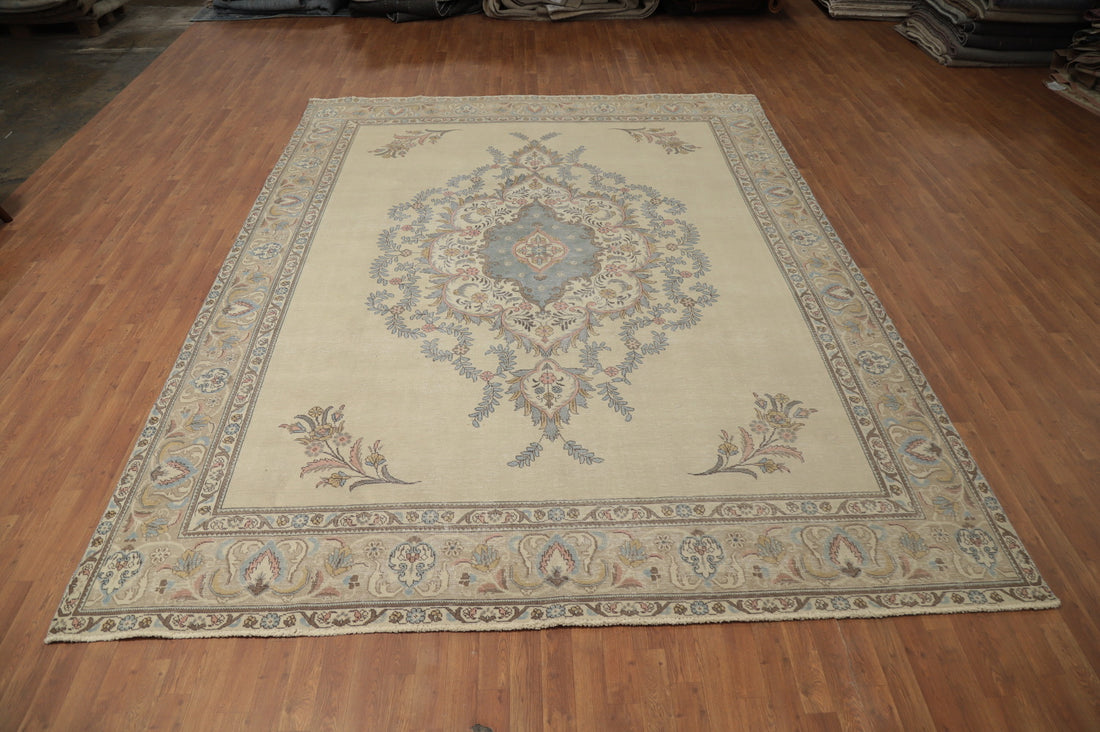 Vintage Wool Medallion Tabriz Persian Area Rug 10x12