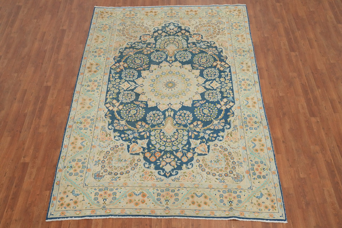 Blue Vegetable Dye Kerman Persian Area Rug 7x10