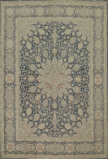 Vegetable Dye Blue Kerman Persian Large Rug 10x13