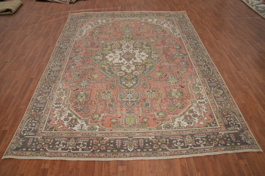 Vintage Pink Wool Tabriz Persian Area Rug 10x13