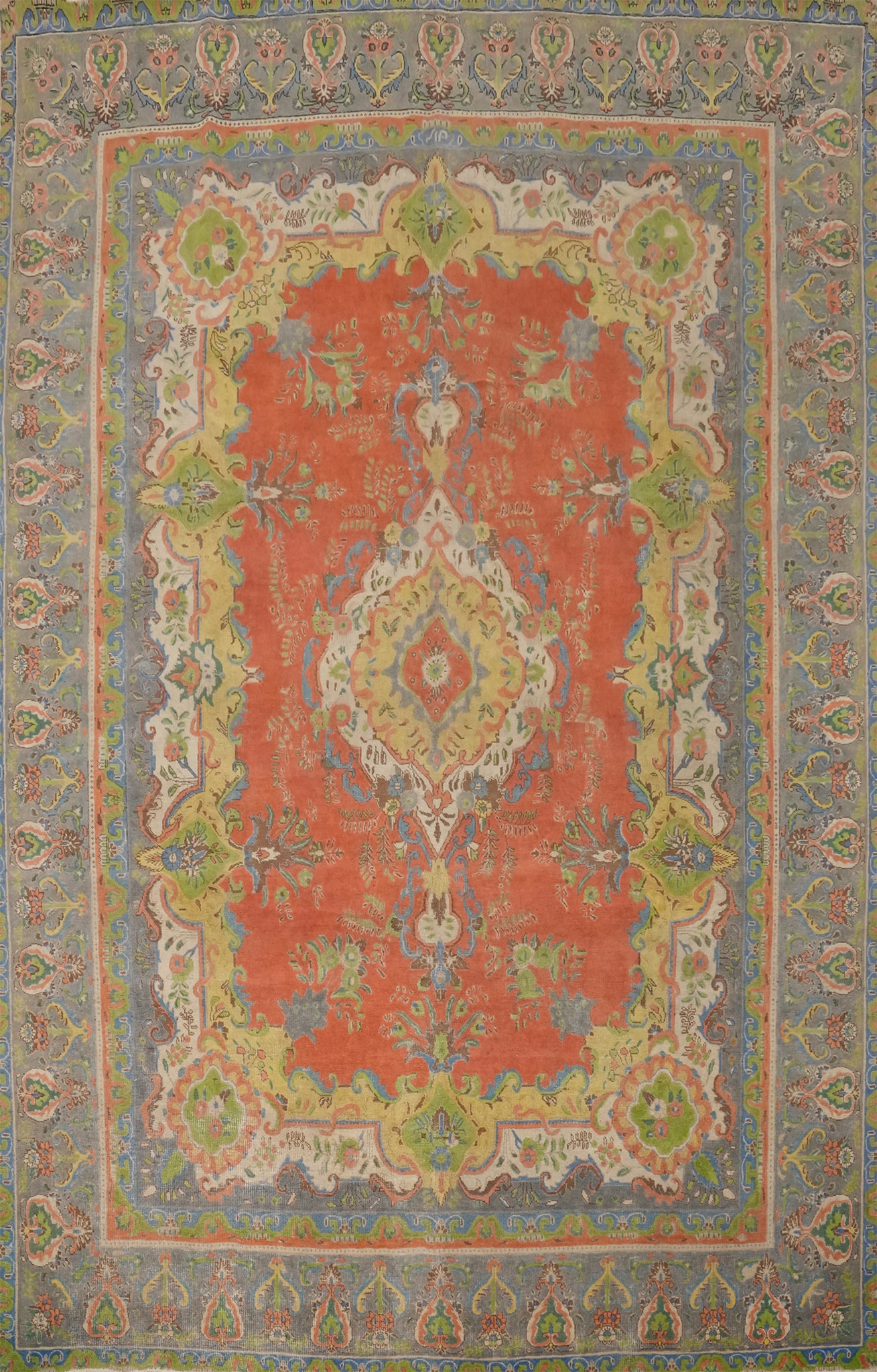 Orange Wool Medallion Tabriz Persian Area Rug 10x13