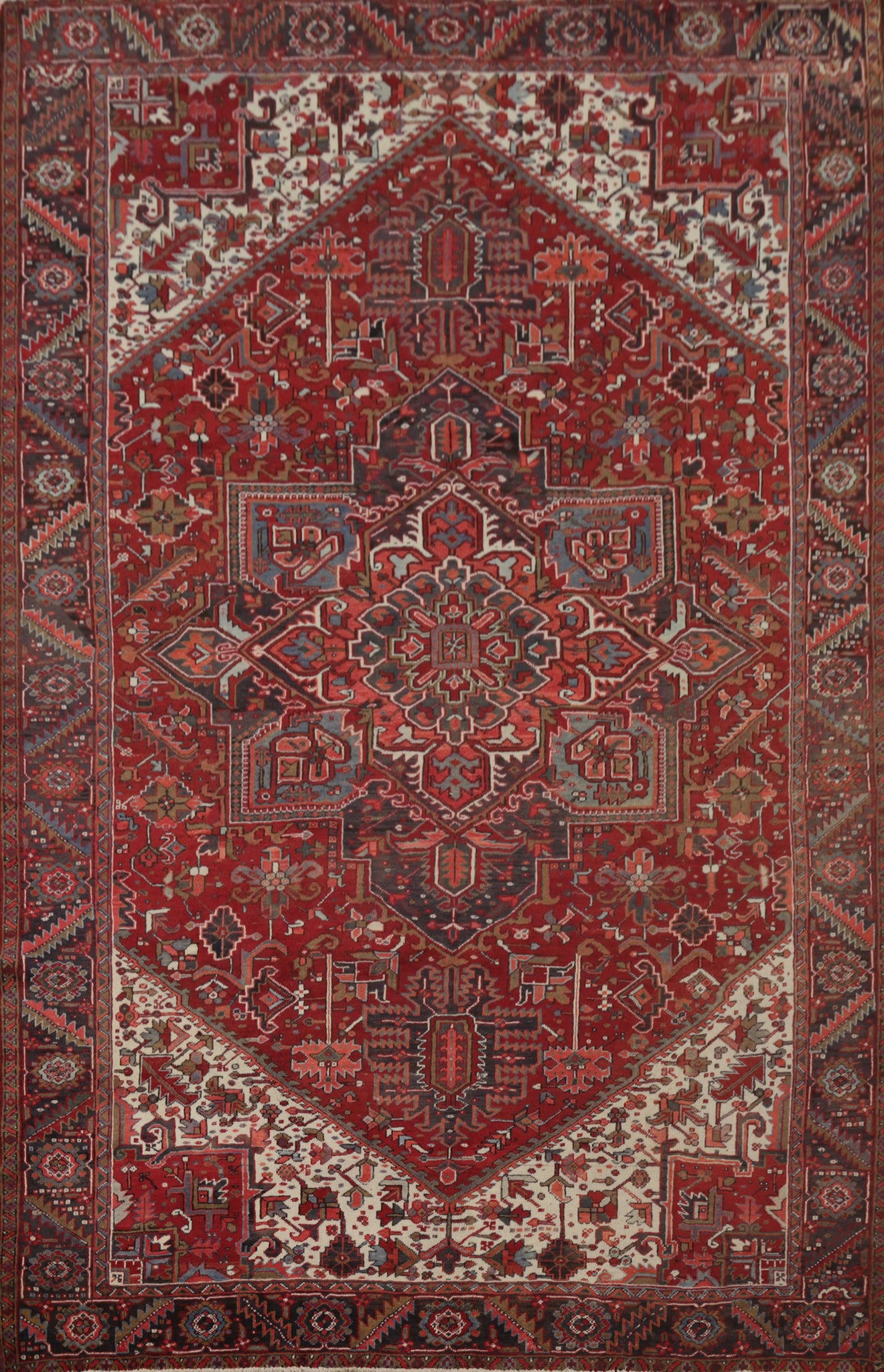Vintage Red Heriz Vegetable Dye Persian Area Rug 10x13