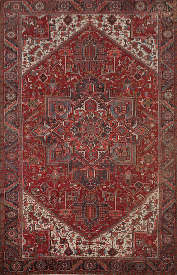 Vintage Red Heriz Vegetable Dye Persian Area Rug 10x13