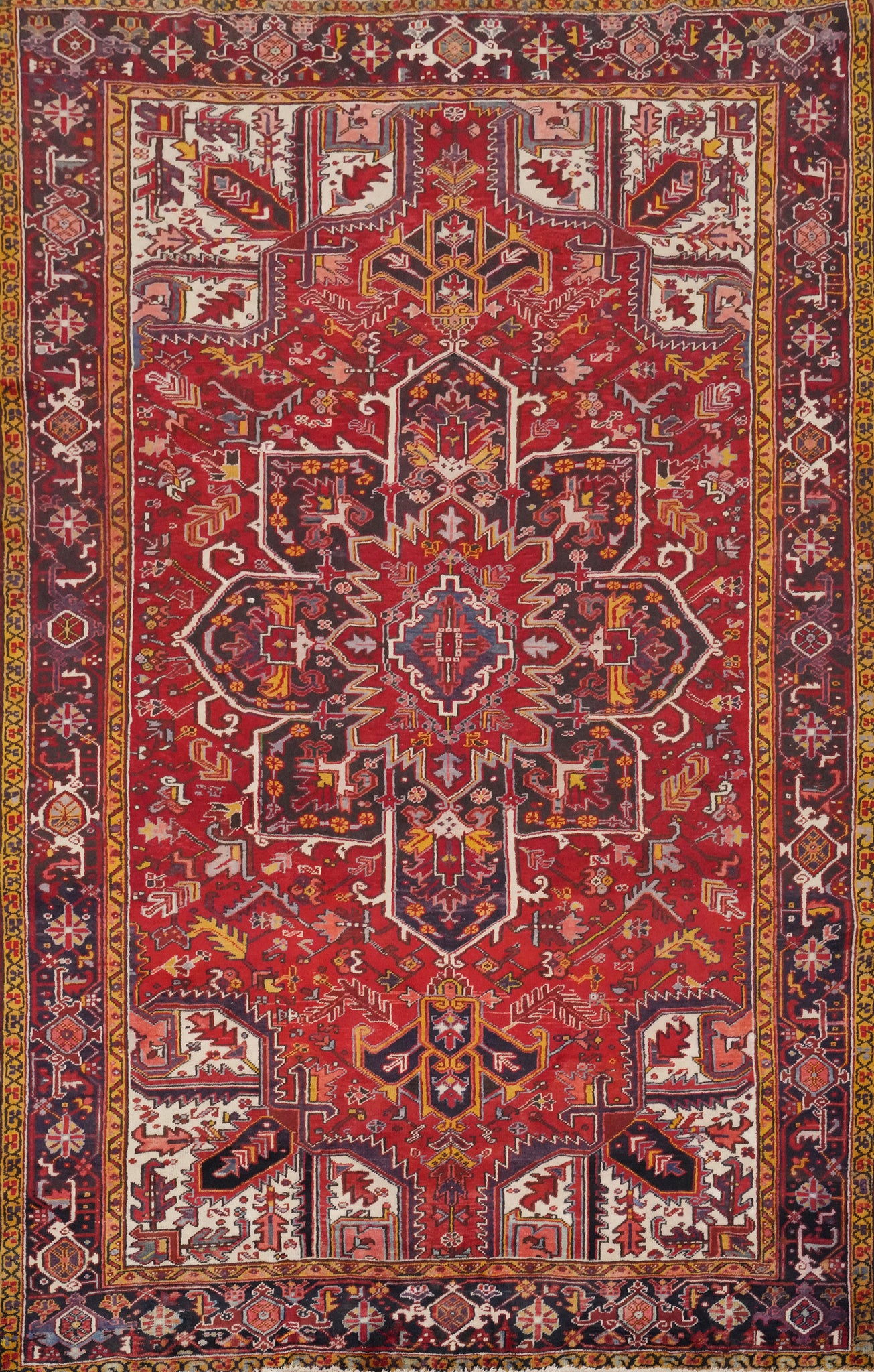 Vintage Red Heriz Persian Area Rug 7x10