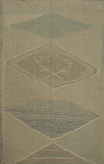 Modern Wool Geometric Kilim Vegetable Dye Rug 5x6
