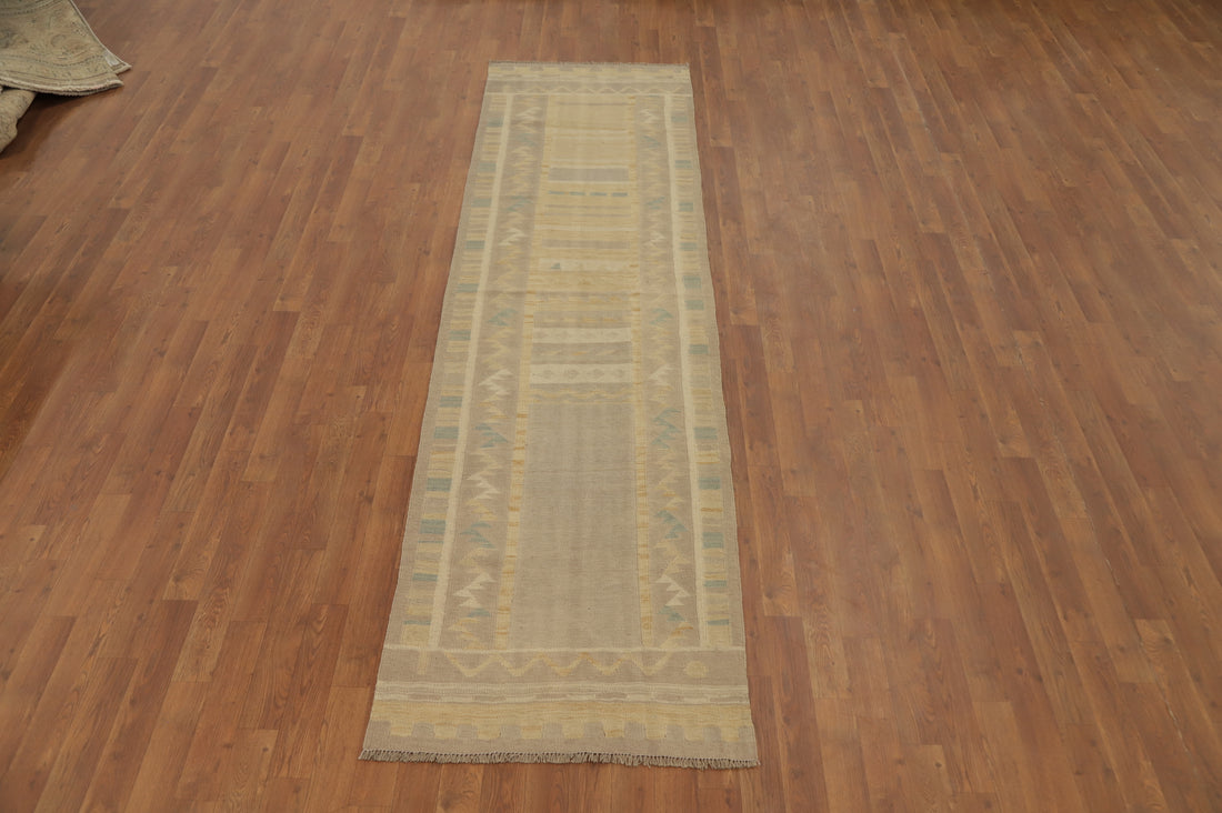 Vegetable Dye Kilim Flat Weave Runner Rug 3x10