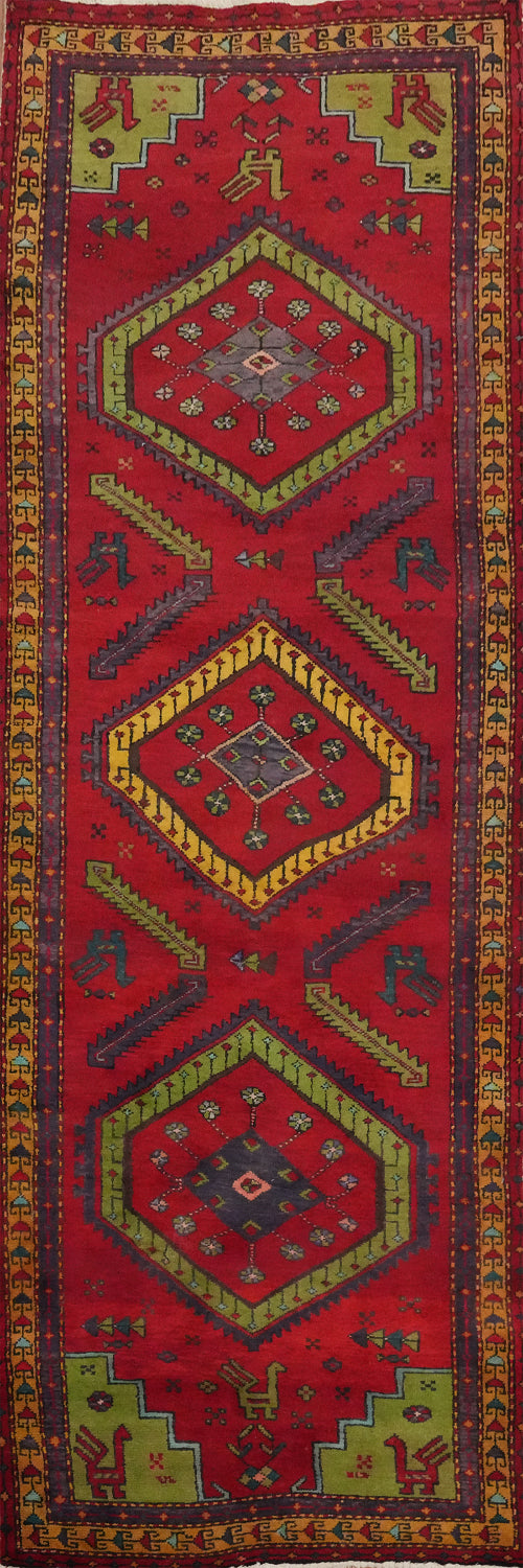 Animals Wool Tabriz Persian Runner Rug 3x10