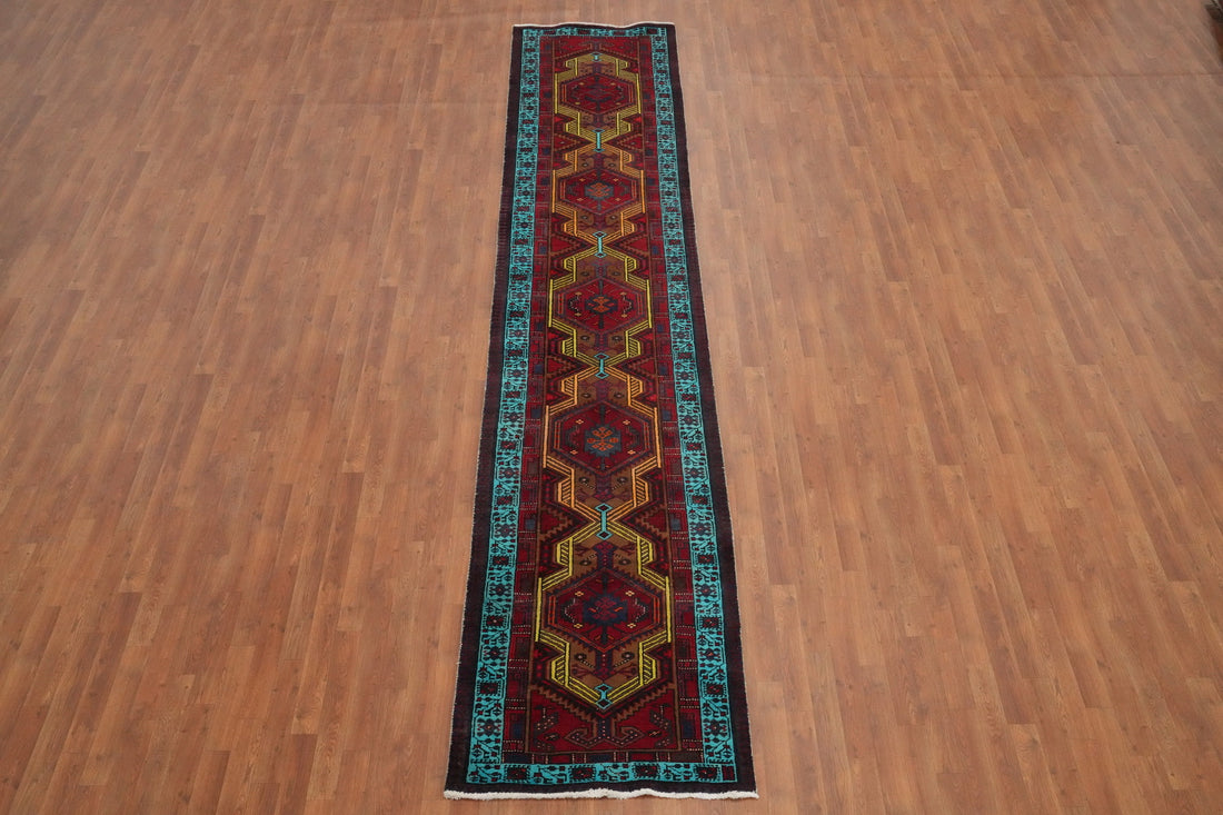 Tribal Geometric Ardebil Persian Runner Rug 3x14