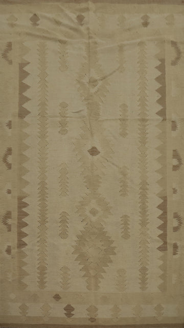 Geometric Wool Kilim Vegetable Dye Area Rug 5x8