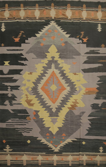 Geometric Kilim Handwoven Area Rug 9x12