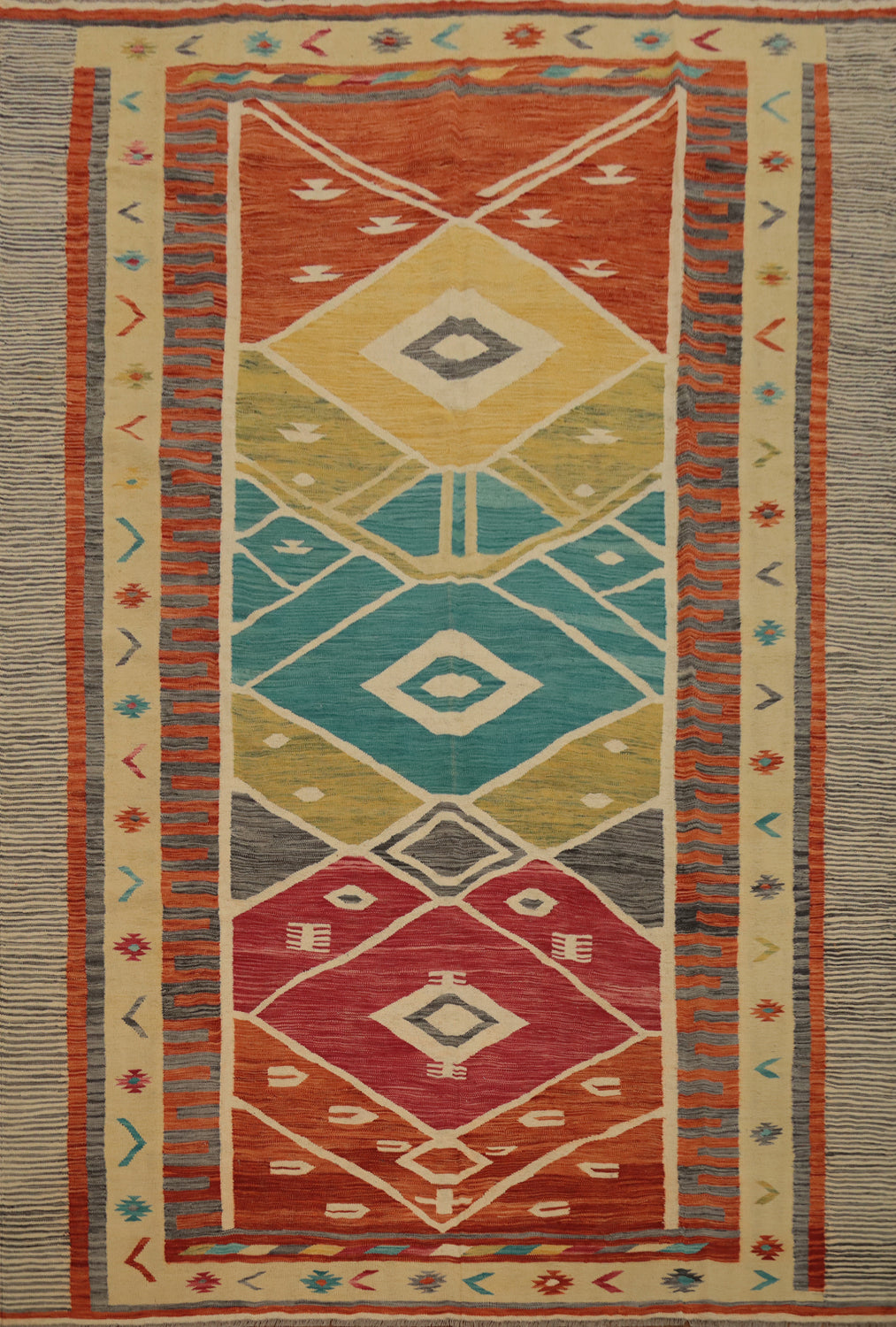 Geometric Kilim Flat Weave Area Rug 8x10