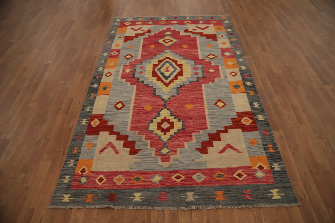 Geometric Kilim Flat Weave Area Rug 5x8