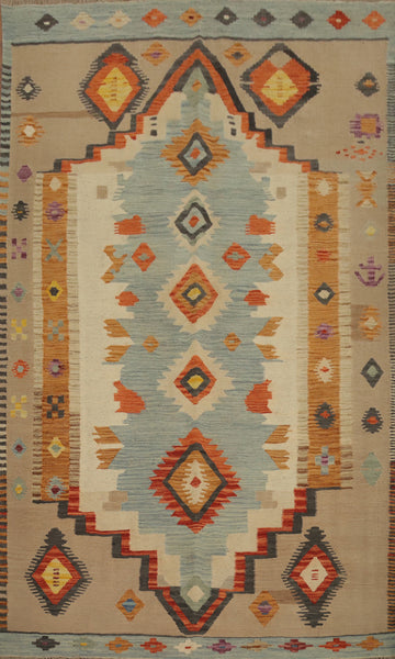Vegetable Dye Wool Kilim Handwoven Rug 5x7