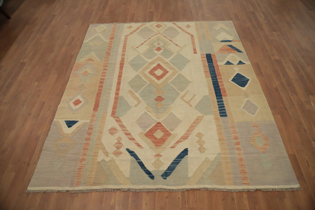 Tribal Wool Kilim Vegetable Dye Area Rug 6x7