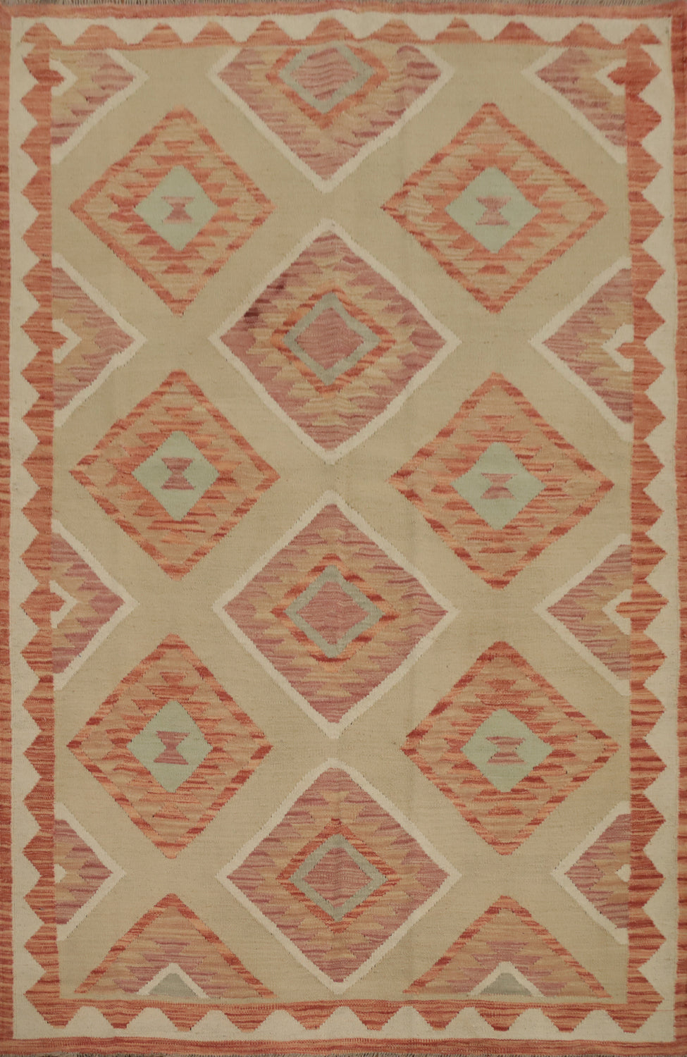 Vegetable Dye Wool Kilim Handwoven Rug 5x7