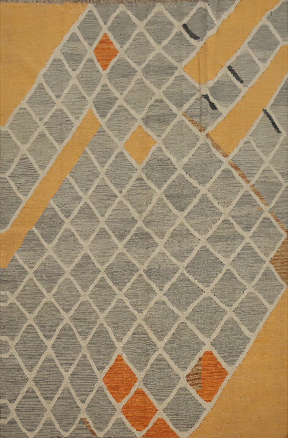 Geometric Trellis Kilim Vegetable Dye Rug 5x7