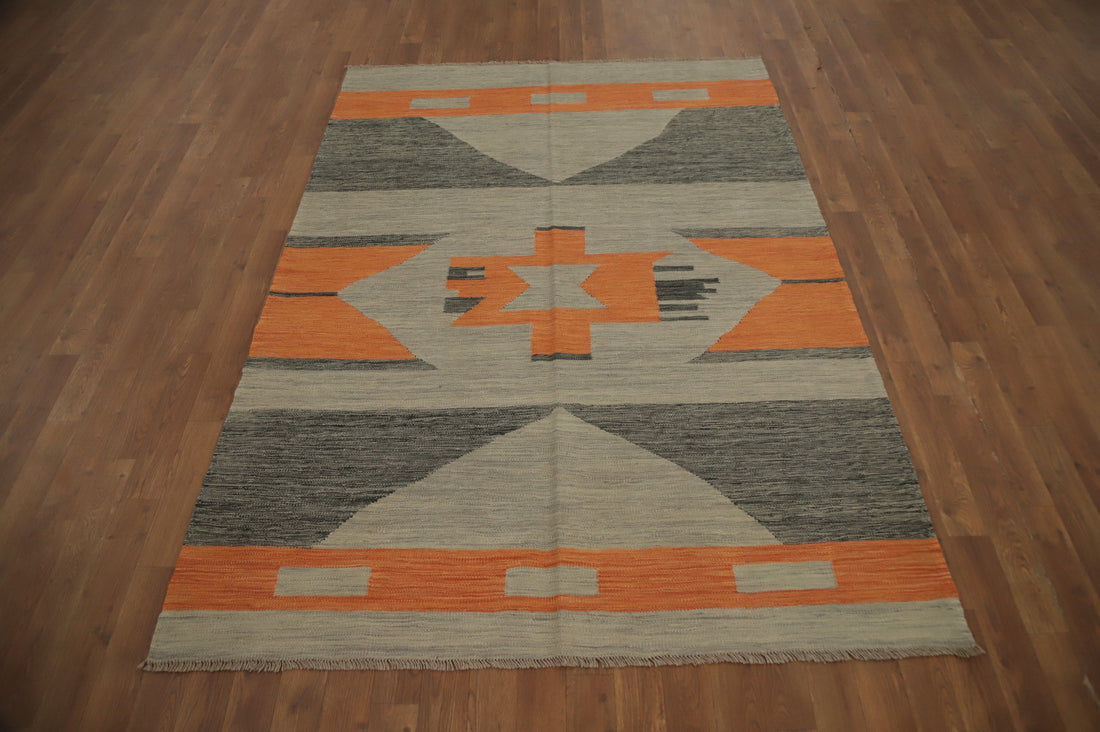 Geometric Kilim Vegetable Dye Rug 5x7