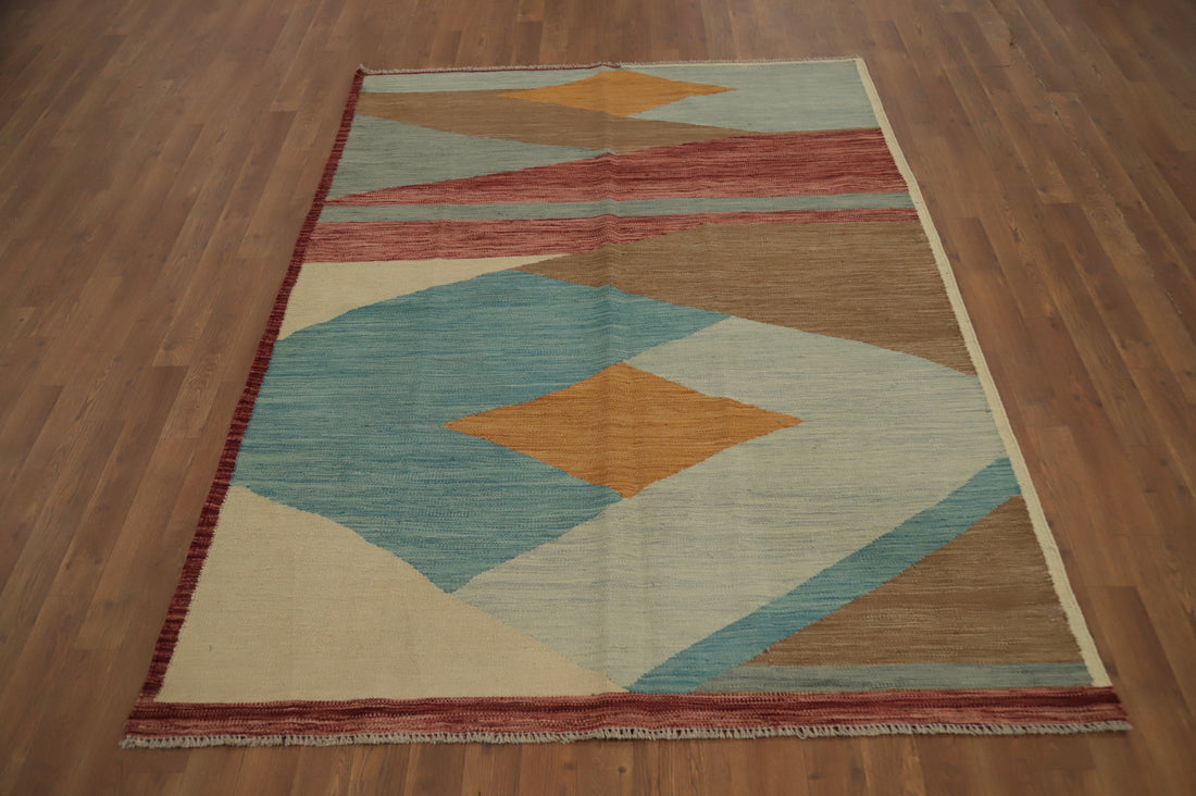 Vegetable Dye Kilim Flat Weave Modern Rug 5x7