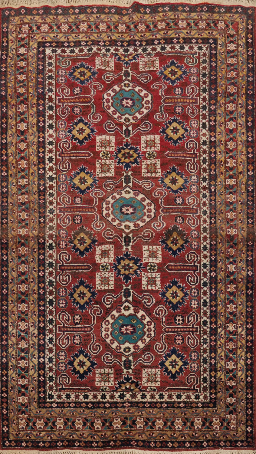 Vintage Geometric Ardebil Persian Rug 4x7