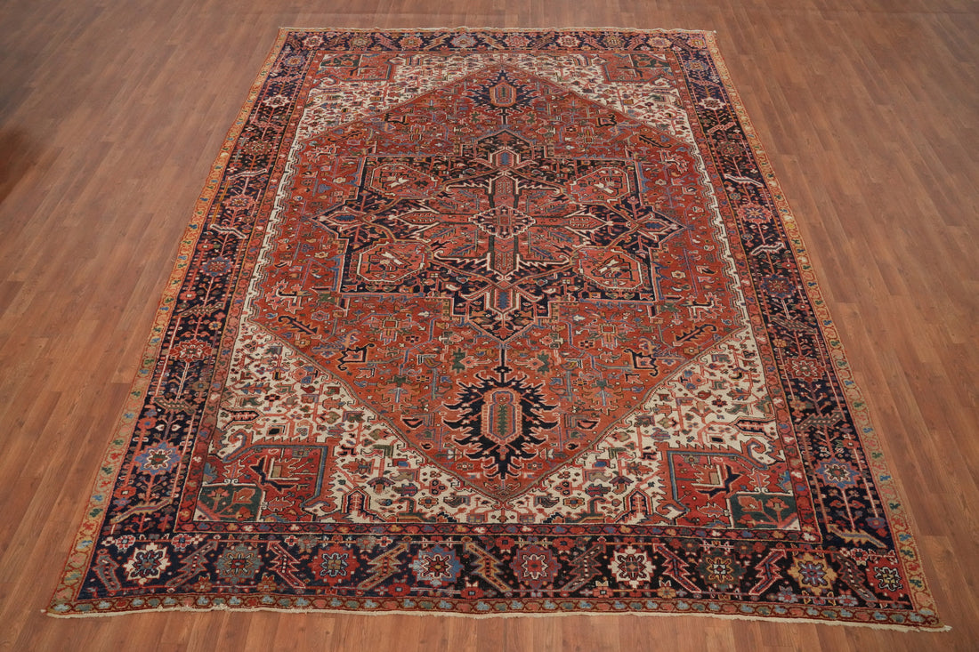Antique Vegetable Dye Heriz Persian Area Rug 9x12