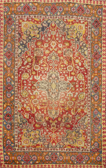 Antique Vegetable Dye Oushak Turkish Area Rug 7x9