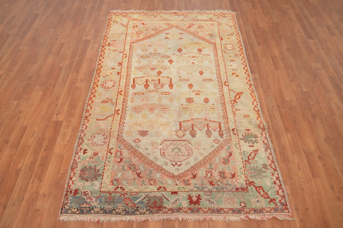 Pre-1900 Antique Oushak Vegetable Dye Rug 4x7