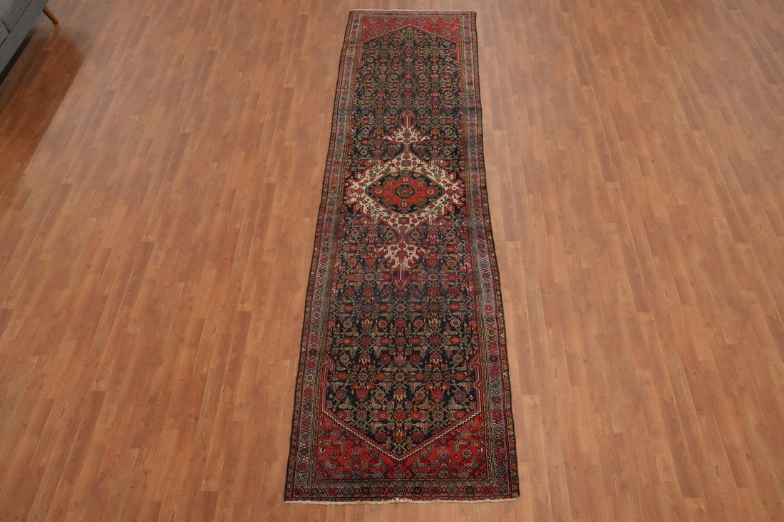 Antique Vegetable Dye Bibikabad Persian Runner Rug 3x13