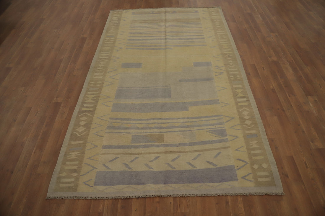 Vegetable Dye Wool Kilim Handwoven Area Rug 5x8