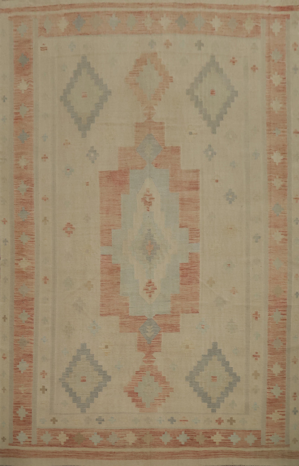 Vegetable Dye Geometric Kilim Flat Weave Area Rug 9x12