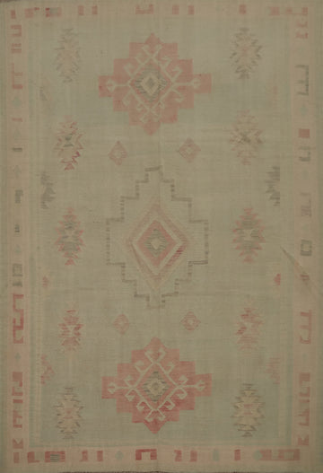 Vegetable Dye Geometric Kilim Flat Weave Area Rug 8x10