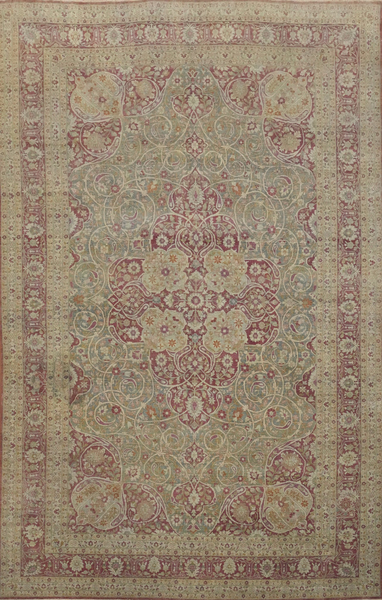 Pre-1900 Vegetable Dye Tabriz Haj Jalili Persian Large Rug 11x16