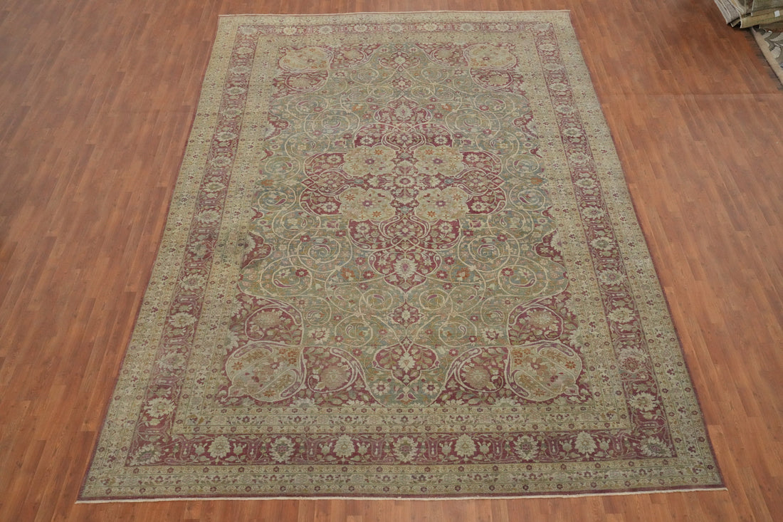 Pre-1900 Vegetable Dye Tabriz Haj Jalili Persian Large Rug 11x16